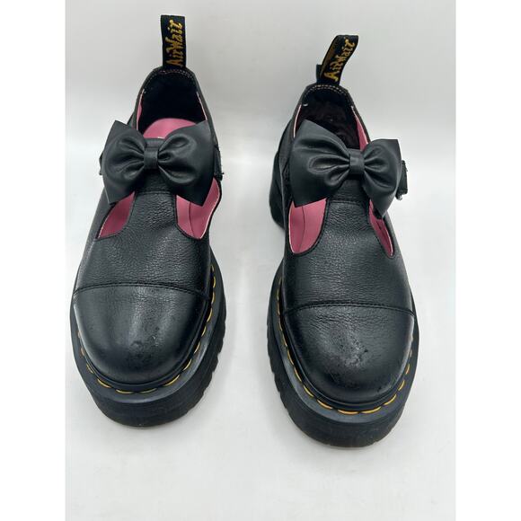 Dr. Martens x Lazy Oaf Bethan Leather Mary Jane Platform Shoes US 8 Black Bow - Picture 3 of 9